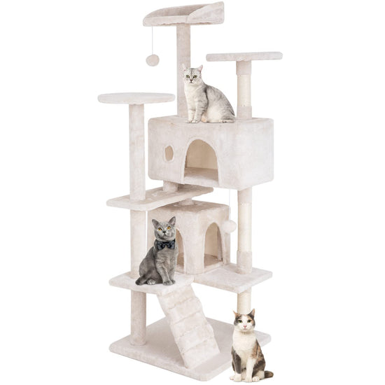 PayLessHere Arbre à Chat 54in Tour à Chat avec Poteau Griffoir Multi-Niveaux Condo pour Chat Meuble Maison Centre d&